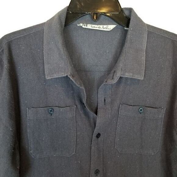 Travis Mathew Mens Flannel Shirt Size L Gorpcore Casual Minimalist Outdoor Blue - Picture 2 of 8